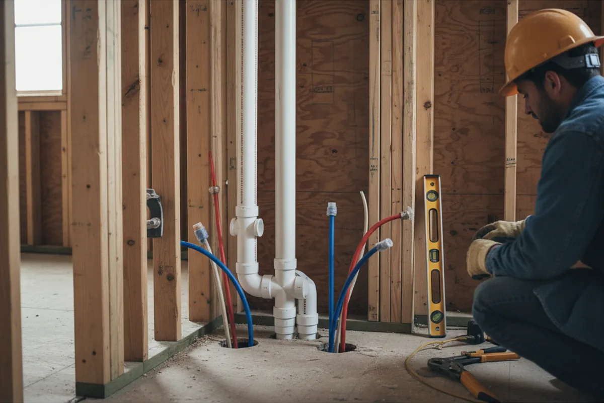 Drain and supply rough-in during Sump Pump Repair in Spreckels